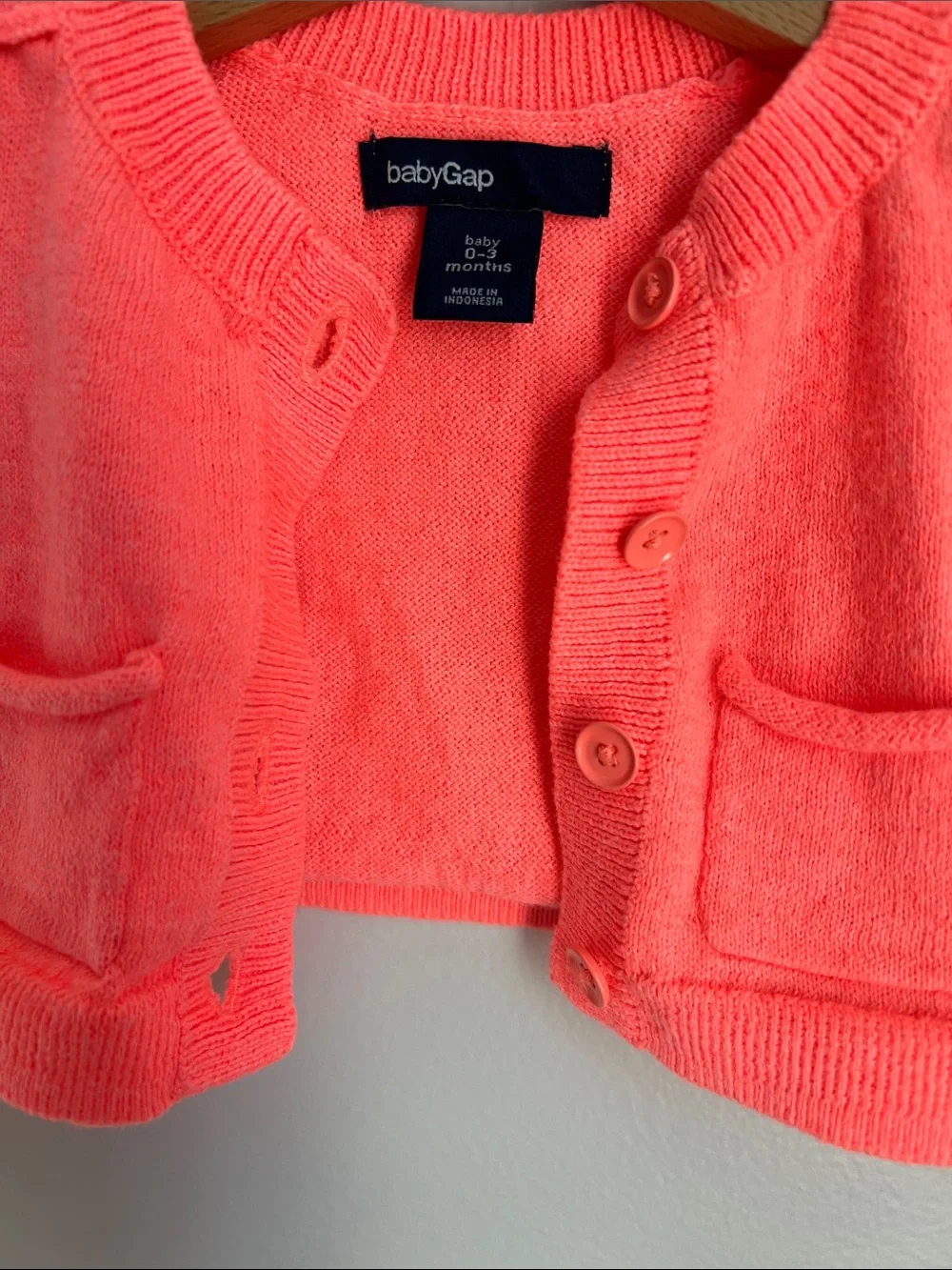 GAP | Baby Neon Coral Knit Cardigan Jacket Size 0-3 Months